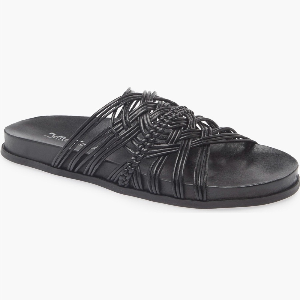 Jeffrey Campbell Black Braided Strap Slide Sandals